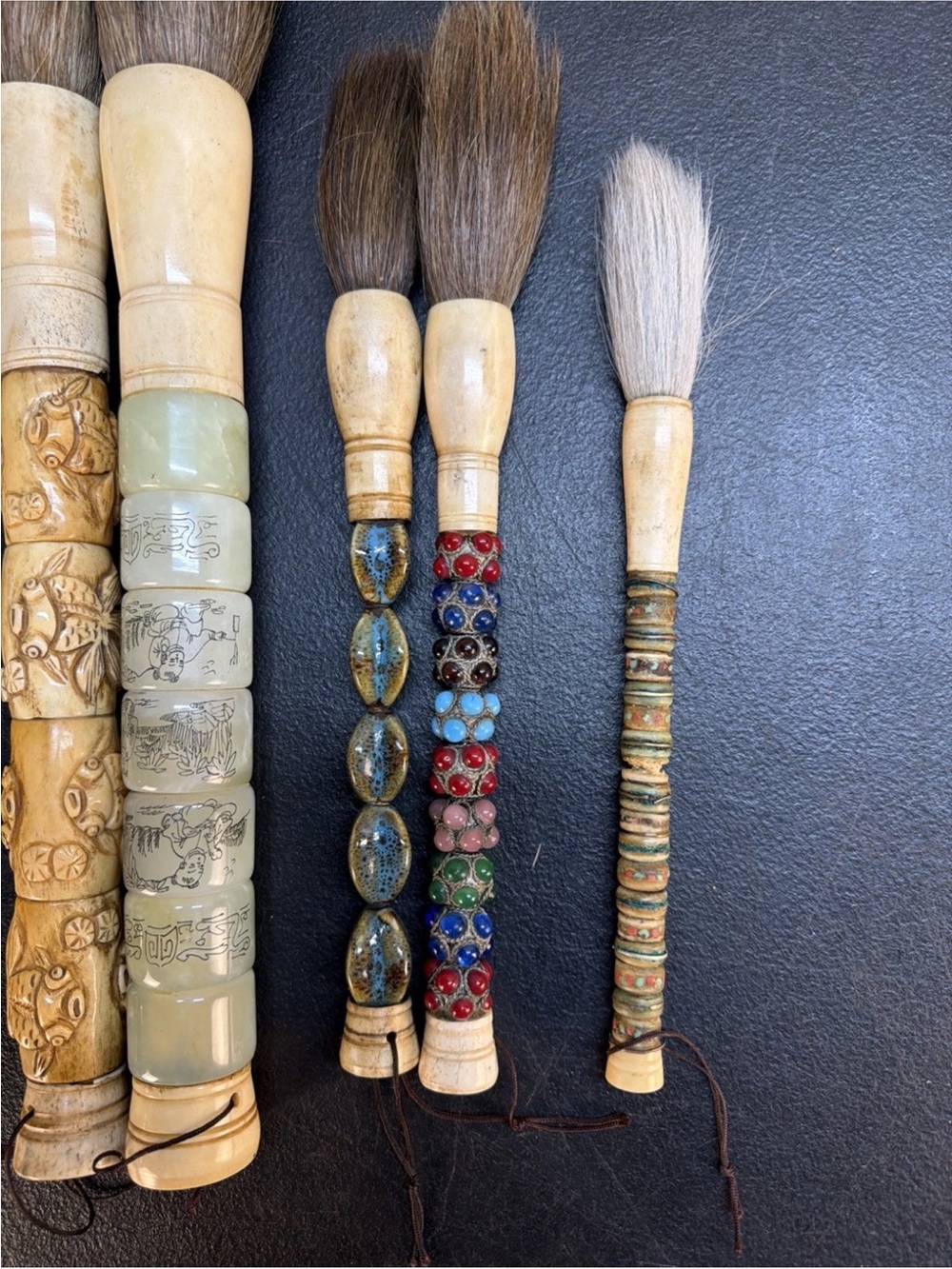 Antique GORGEOUS Asian Decorative Calligraphy Brushes - Picture 6 of 16